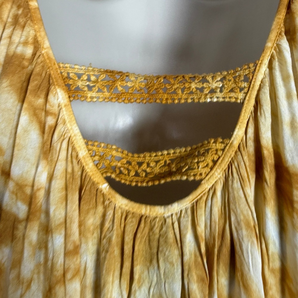 Raviya Mustard Yellow Tie Dye Maxi Dress Womens M NWT Crochet Summer Beachy - Picture 12 of 16
